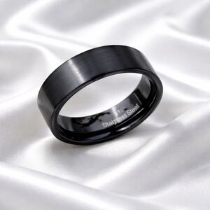 Men's Black Stainless Steel Band Ring Size 11 New